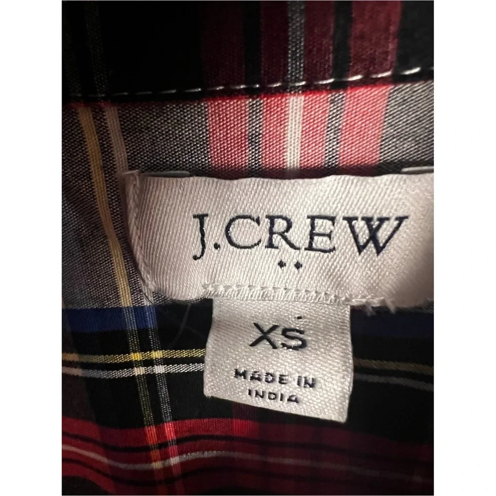 J. Crew Women's Red & White‎ Plaid Tartan model Button Down Shirt XS